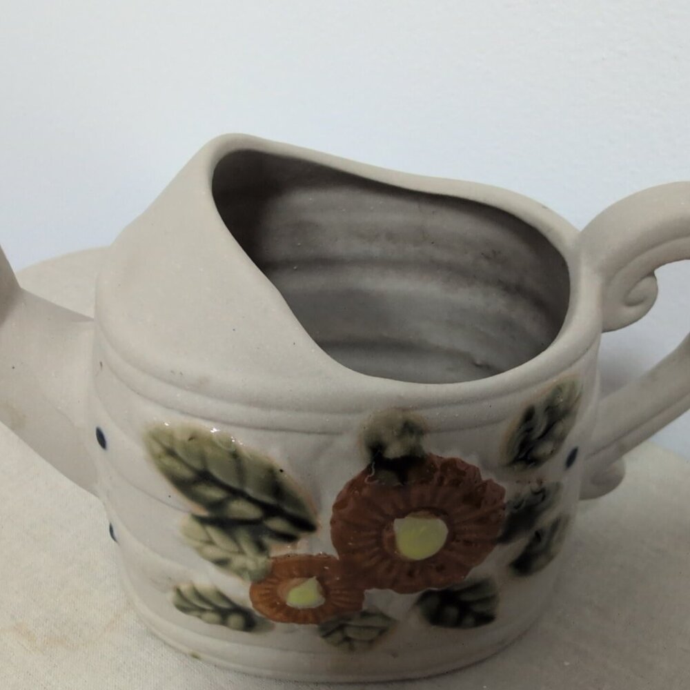 Unique Clay Flower Planter Shaped Watering Can 4.5” H x  7” L x 3” W - Picture 3 of 6